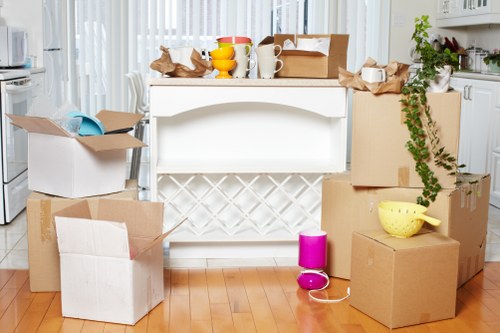 Organised packing setup for a Bayswater flat or office