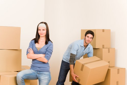 Packed boxes and furniture prepared for a local Bayswater relocation